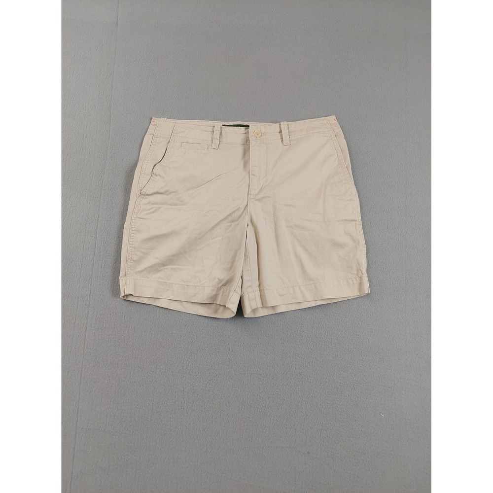 Lauren Jeans Co Ralph Lauren Women Chino Shorts 10 Cream Zip Button Logo Casual